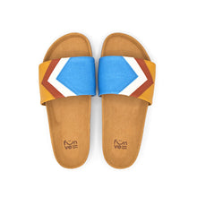 'SKY' - Blaue Sandalen in Azur, Weiß, Terracotta, Senf - vegan by Fünve / Buddify