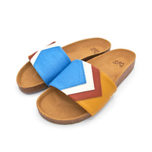 'SKY' - Blaue Sandalen in Azur, Weiß, Terracotta, Senf - vegan by Fünve / Buddify