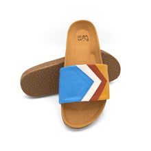 'SKY' - Blaue Sandalen in Azur, Weiß, Terracotta, Senf - vegan by Fünve / Buddify