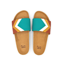 'SUNSET' - Türkise Sandalen in Ocean, Weiß, Senf, Terracotta - vegan by Fünve / Buddify