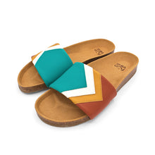 'SUNSET' - Türkise Sandalen in Ocean, Weiß, Senf, Terracotta - vegan by Fünve / Buddify