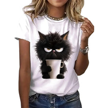 Funny Cat Women Summer White Print T-shirt Girl Casual Short Sleeve O Neck Top For Summer Female Animal Clothing by fashioncafee.com
