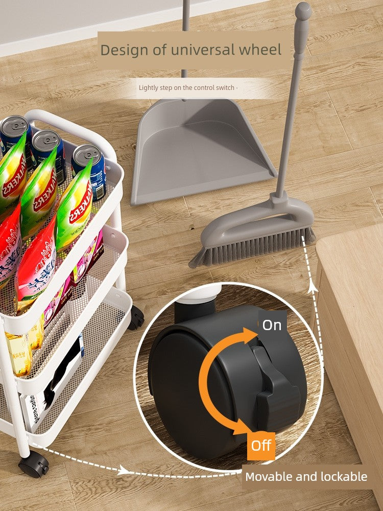 Japanese Trolley Rack Floor Kitchen Bathroom Movable Baby Products Bedroom Bedside Snack Rack Carbon Steel by fashioncafee.com