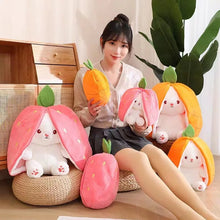 New transformation fruit rabbit plush toys for children with sleep pillow birthday gift female strawberry carrot rabbit dolls by DSers Drop shipping