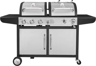 3-Burner Cabinet Gas Grill and Charcoal Grill Combo, Black,3 Stainless Steel Burners Are Made To Last,BBQ Grill Parrilla by RUO WU / Dsers