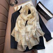 Luxury Silk Wool Scarf Women Plaid Long Foulard Female Glitter Shawl Wrap for Ladies Hijab Spring Winter Thin Warm Scarves by RUNMEIFA