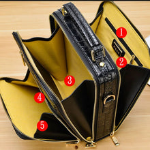 Crocodile pattern men's bag business men shoulder messenger bag casual handbag Cowhide leather vertical Tote bag small briefcase by Orange Leaf/Dropship man