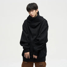 Autumn Ninja Streetwear Turtleneck Hoodies For Men Letter Embroidered Hip Hop Fashion Sweatshirts Y2K Vintage Fleece Hoody by fashioncafee.com