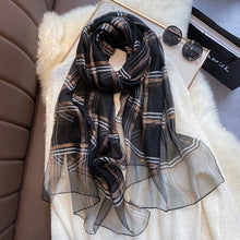 Luxury Silk Wool Scarf Women Plaid Long Foulard Female Glitter Shawl Wrap for Ladies Hijab Spring Winter Thin Warm Scarves by RUNMEIFA