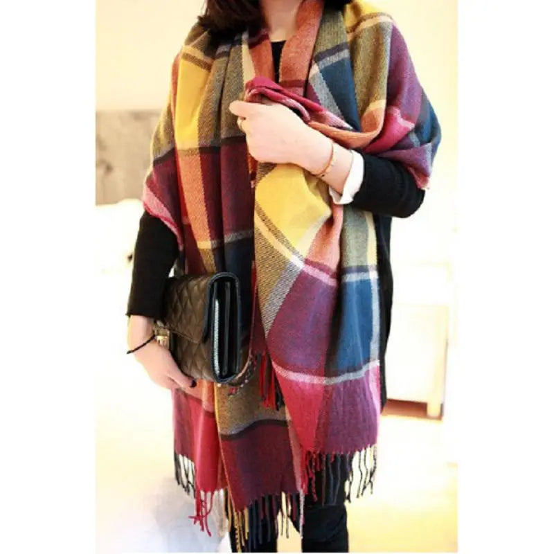 Winter Female Lattice Imitation Cashmere Scarf Autumn And Winter Thick Fashion Warm Wild Scarf Shawl by COOLERFIRE