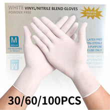 30/60/100PCS White Nitrile Gloves Disposable Household Waterproof Nitrile Gloves Kitchen Dishwashing Pet Bathing Cleaning Tools by fashioncafee.com