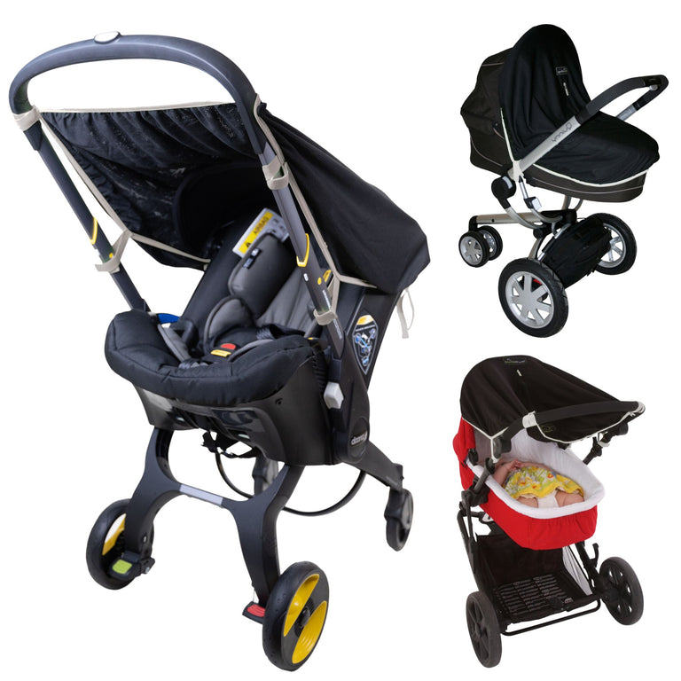 Original Sun Shade for Newborns to 6 Months Carrycot and Pram Baby Sleep Aid Blocks 99 Percent of UV Doona Compatible by SnoozeShade / Buddify