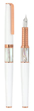 White Brass Fountain Pen (Fine Nib) - With White Mother of Pearl & Rose Gold