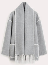 Luxurious Faux Cashmere Splice Overcoat With Scarf by ZenDrop Shipping