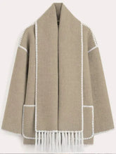 Luxurious Faux Cashmere Splice Overcoat With Scarf by ZenDrop Shipping