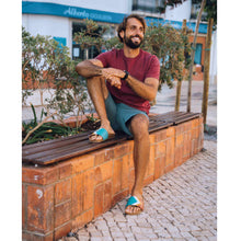 'SUNSET' - Türkise Sandalen in Ocean, Weiß, Senf, Terracotta - vegan by Fünve / Buddify