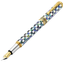 Maestro® Jubilee Classic of The Ocean Fountain Pen (Fine Nib) - Paua Abalone & Oceanic White Mother of Pearl, 18K Gold Plated