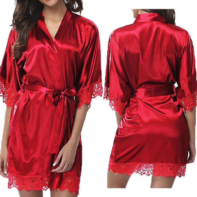 UK Satin Robe Wedding Bride Bridesmaid Kimono Dressing Gown Sleepwear Bathrobe by CJ dropshipping
