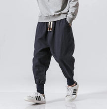 Cotton Linen Harem Pants Men Solid Elastic Waist Streetwear Joggers by fashioncafee.com