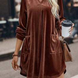 Johnny Collar Pocketed Mini Dress by Trendsi