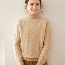 Women's High Lapel Cashmere Loose Lazy Sweater Three-strand Thickened Knitting Bottoming Shirt Top by Dropship man