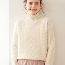 Women's High Lapel Cashmere Loose Lazy Sweater Three-strand Thickened Knitting Bottoming Shirt Top by Dropship man