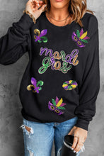 MARDI GRAS Sequin Round Neck Sweatshirt by Trendsi