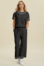 Double Take Full Size Pearl Detail Round Neck Top and Pants Set by Trendsi