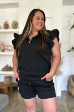 Double Take Full Size Texture Flounce Sleeve Top and Shorts Set by Trendsi