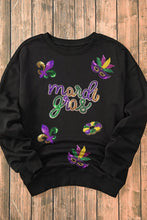 MARDI GRAS Sequin Round Neck Sweatshirt by Trendsi