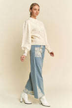 Lace Applique Wide Leg Jeans For Women by Trendsi