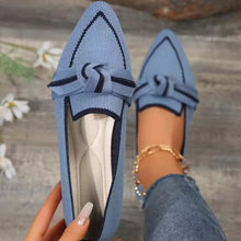 Bow Contrast Trim Point Toe Loafers Women shoes by Trendsi