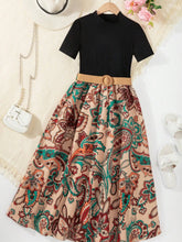 Children's Printed Short Sleeve Dress by Trendsi