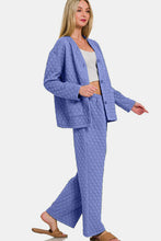 Quilted Button Up Long Sleeve Top and Pants Lounge Set by Trendsi