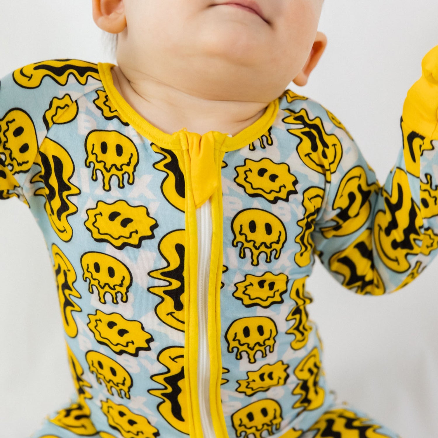 TRIPPY SMILES BLUE BAMBOO ZIPPY Baby & Toddler Sleepwear by NIXX BABY / Buddify