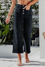 Button Fly Cropped Wide Leg Jeans by Trendsi