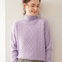 Women's High Lapel Cashmere Loose Lazy Sweater Three-strand Thickened Knitting Bottoming Shirt Top by Dropship man