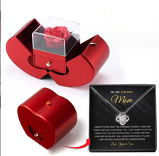 Fashion Jewelry Box Red Apple Christmas Gift Necklace Eternal Rose For Girl Mother's Day Valentine's Day Gifts With Artificial Flower Rose Flower Jewelry Box by fashioncafee.com