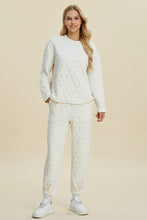 Double Take Full Size Texture Round Neck Long Sleeve Top and Pants Set by Trendsi