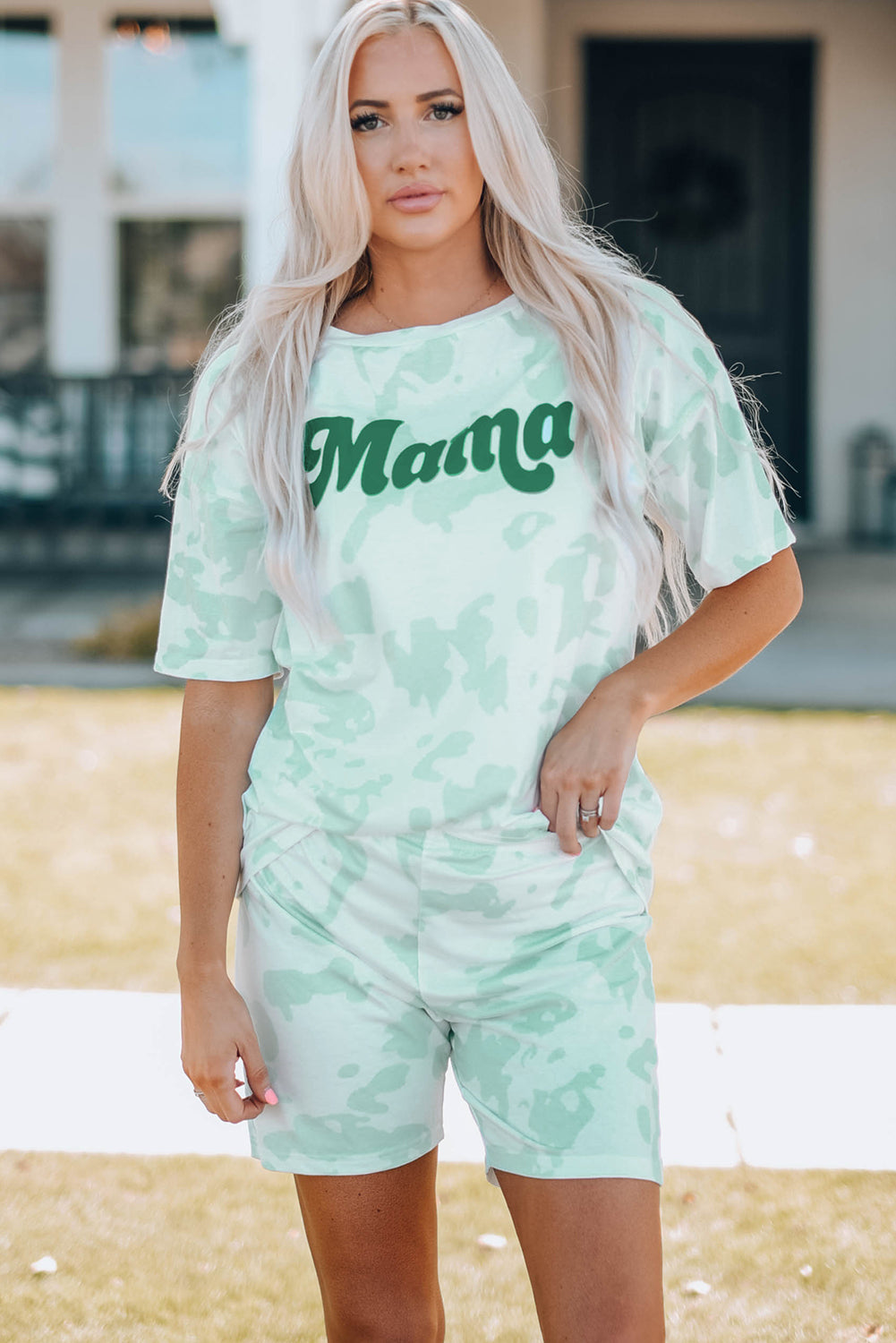 Women Printed Letter Graphic Lounge Set by Trendsi