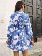 Paisley Print Johnny Collar Smocked Dress by Trendsi