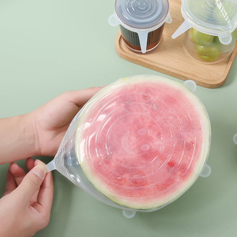 6Pcs Food Silicone Cover Fresh-keeping Dish Stretchy Lid Cap Reusable Wrap Organization Storage Tool Kitchen Accessories 6PCS Silicone Stretch Lids by fashioncafee.com