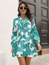 Paisley Print Johnny Collar Smocked Dress by Trendsi