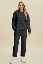 Double Take Full Size Texture Round Neck Long Sleeve Top and Pants Set by Trendsi