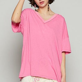 POL V-Neck Half Sleeve T-Shirt by Trendsi