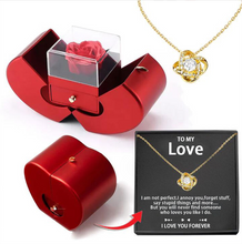 Fashion Jewelry Box Red Apple Christmas Gift Necklace Eternal Rose For Girl Mother's Day Valentine's Day Gifts With Artificial Flower Rose Flower Jewelry Box by fashioncafee.com