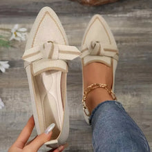 Bow Contrast Trim Point Toe Loafers Women shoes by Trendsi