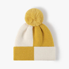 Color Block Knit Hat with Pom-pom by Trendsi