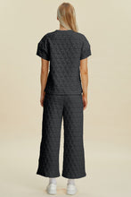 Double Take Full Size Texture Round Neck Short Sleeve Top and Pants Set by Trendsi