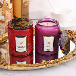 Embossed Glass Fragrance Handmade Gift Aromatherapy Soy Candles by CJ dropshipping